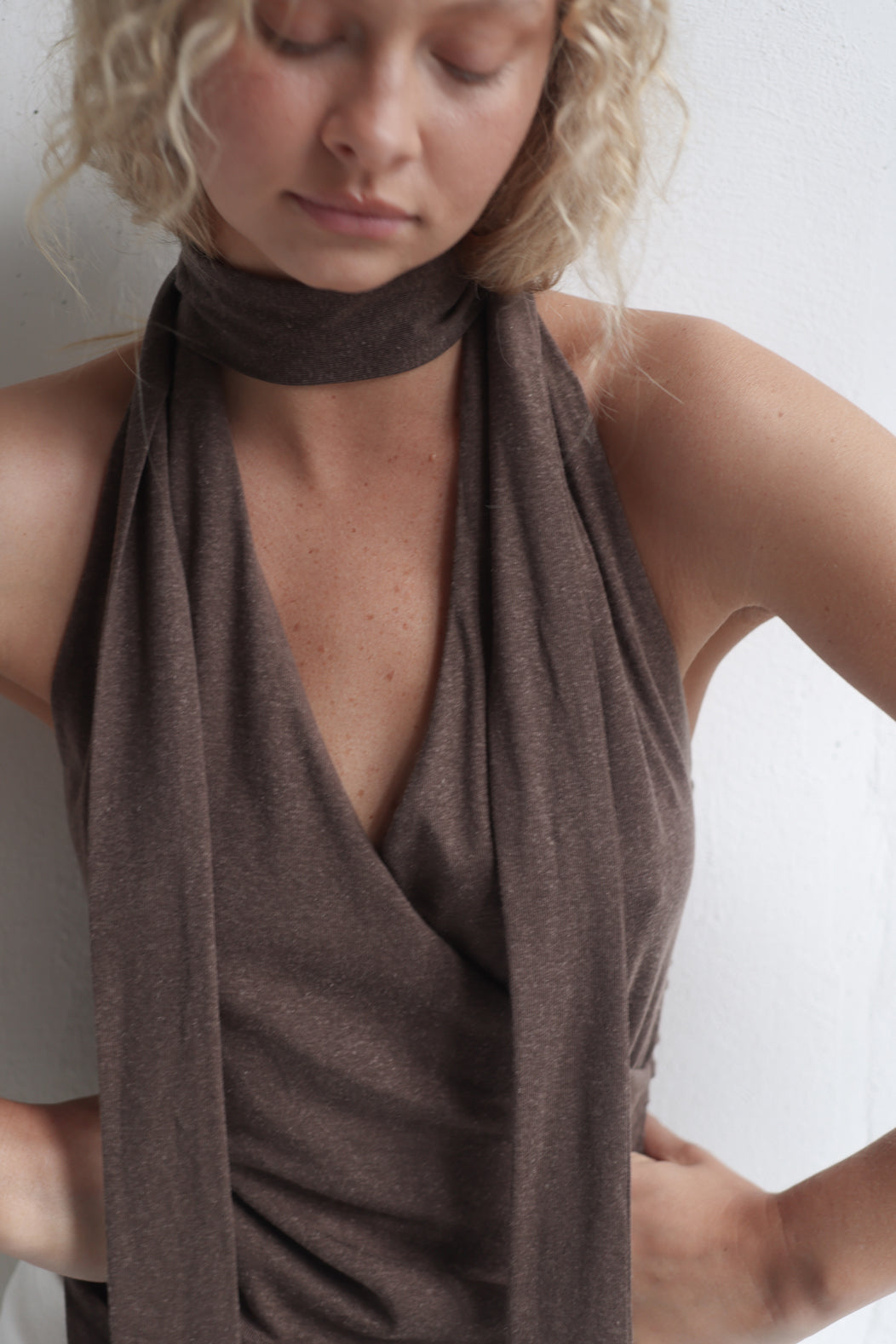 *Coming Soon* Soho Drape Halter Top Carob