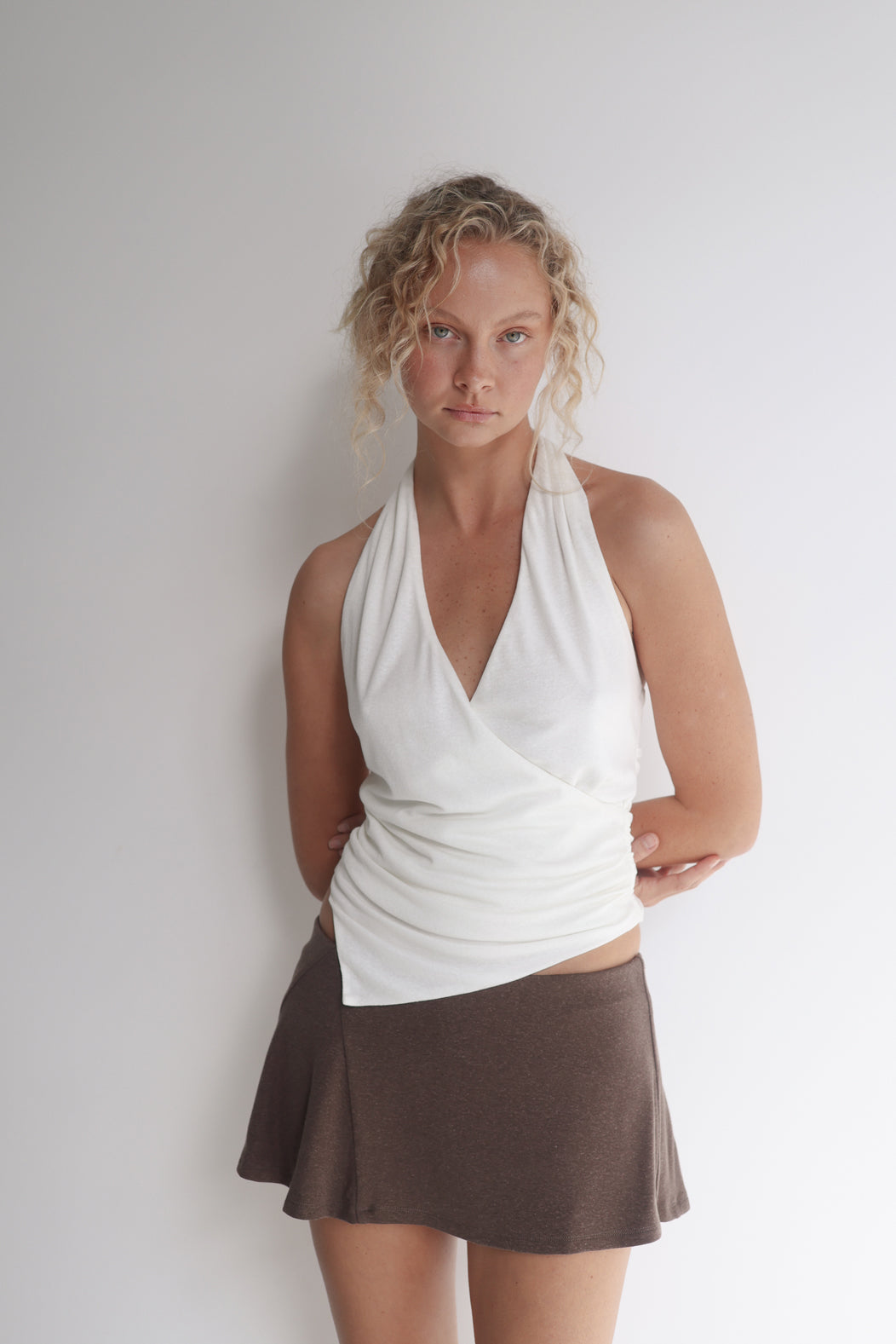 *Coming Soon* Soho Drape Halter Top Natural White