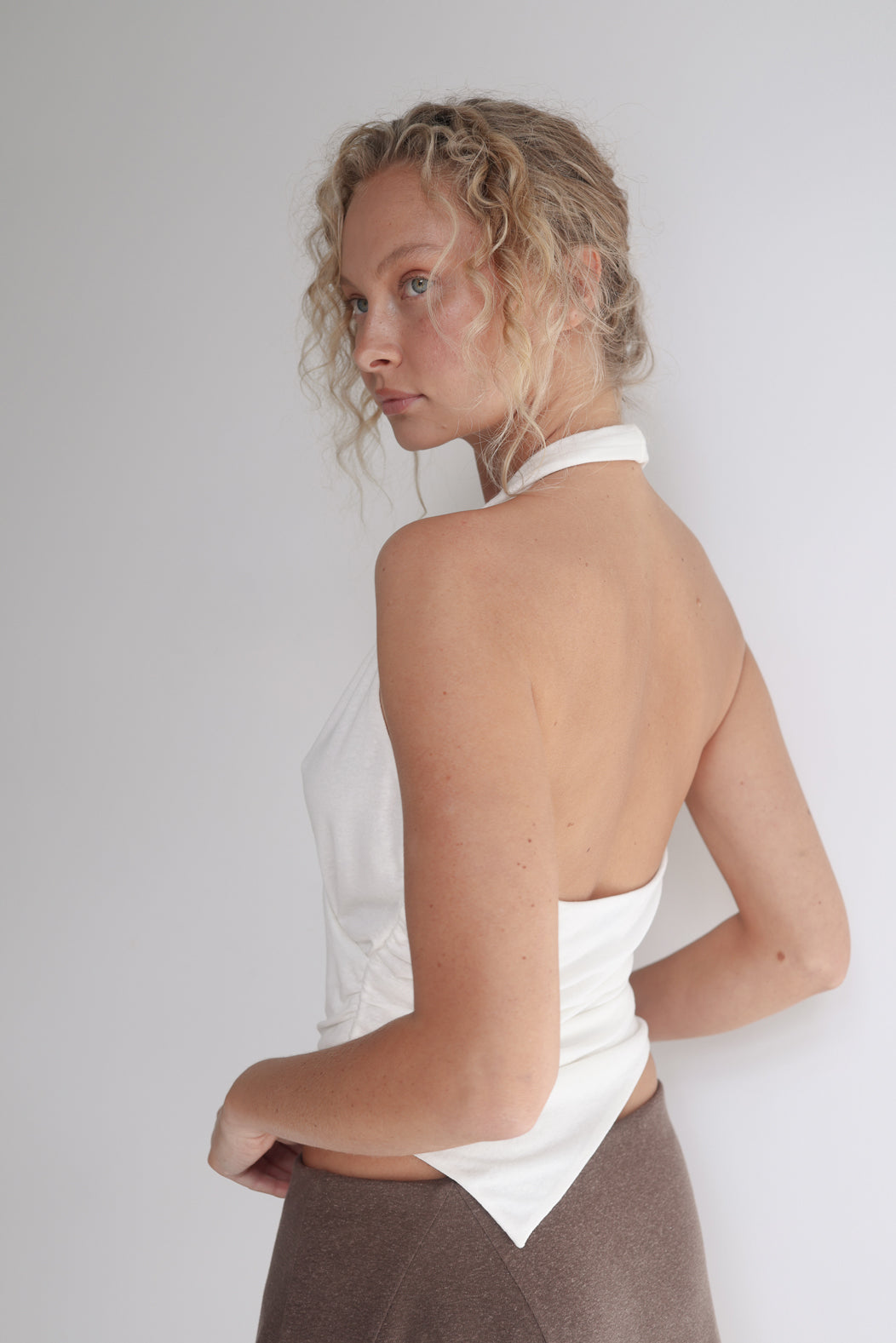 *Coming Soon* Soho Drape Halter Top Natural White